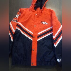 Mens Starter Denver Broncos Zip and Button Up Jacket Size Large New With Tags